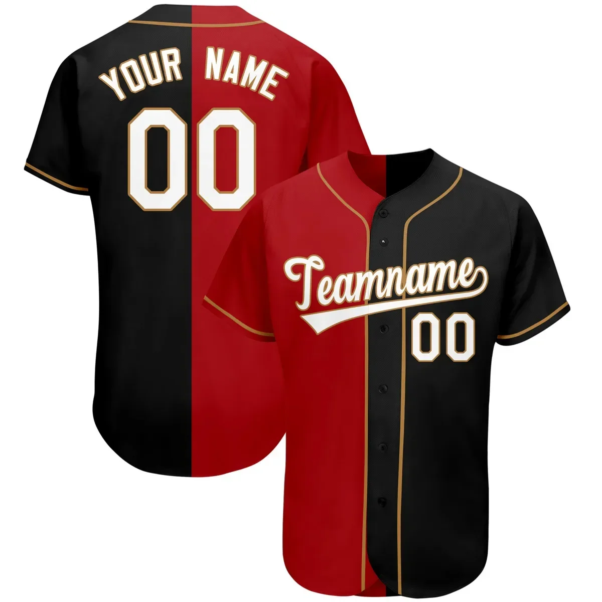 Baseball Jersey Print Team Name and Number Breathable Button-Up Casuall Soft Sportswear for Adults/Kids Any Colour