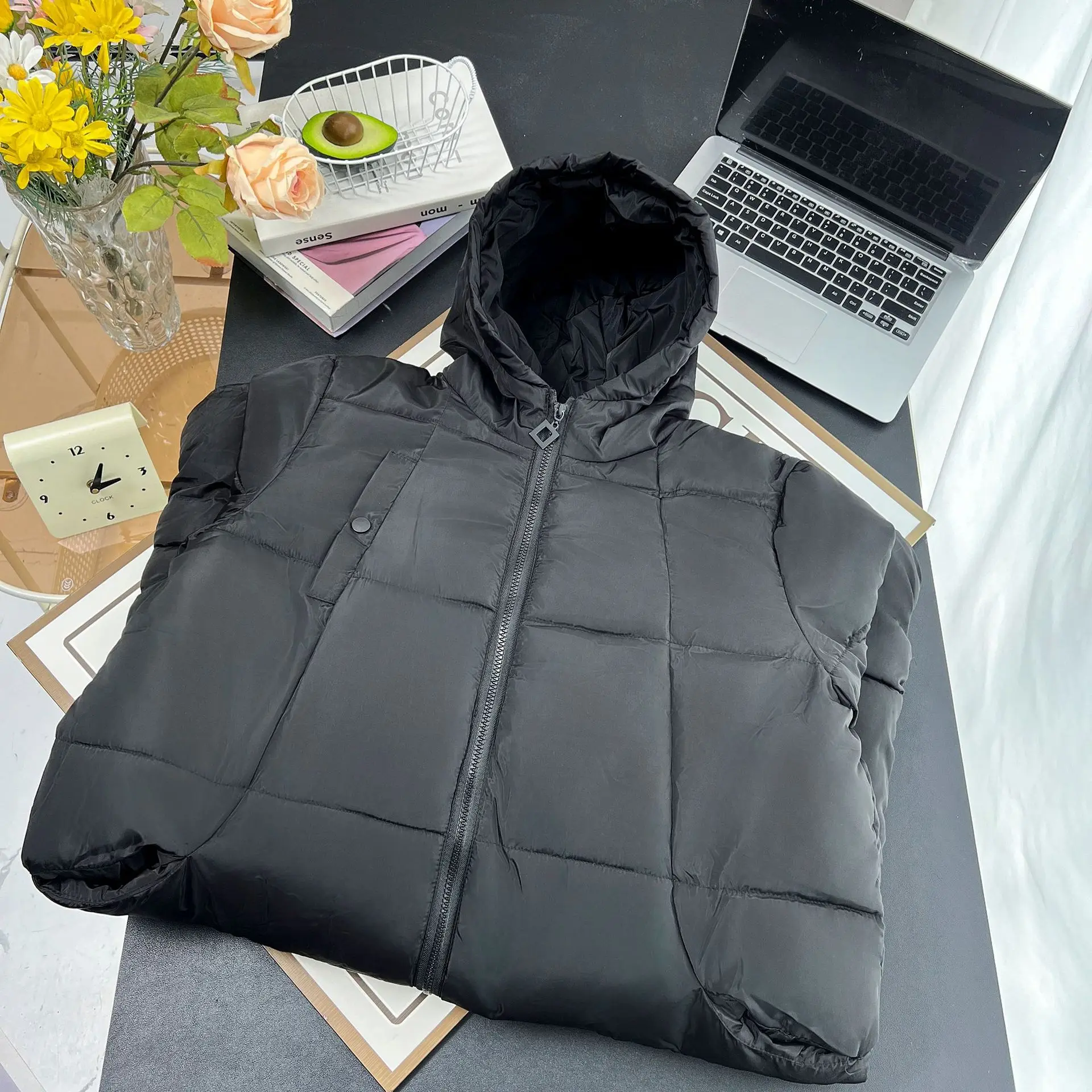 XXXXXL Fashion Plus Size Women's Parkas Winter Loose Black Thick Hooded Stripe Cuffs Warm X-Long Padded Coat 6860