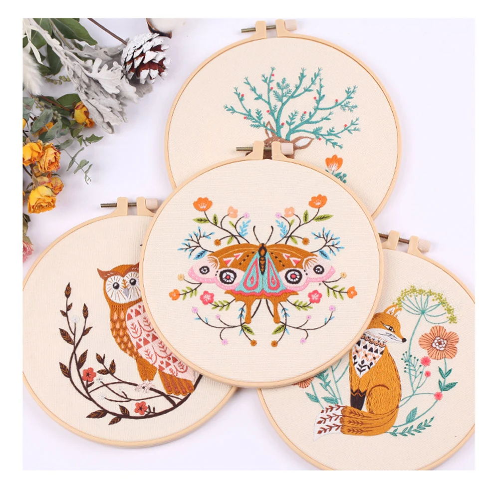 

Набор для вышивания «сделай сам» с обручем для вышивки нитки с иглами с изображением лосят Совы наборы для вышивки крестом для начинающих иглы искусство и ремесло