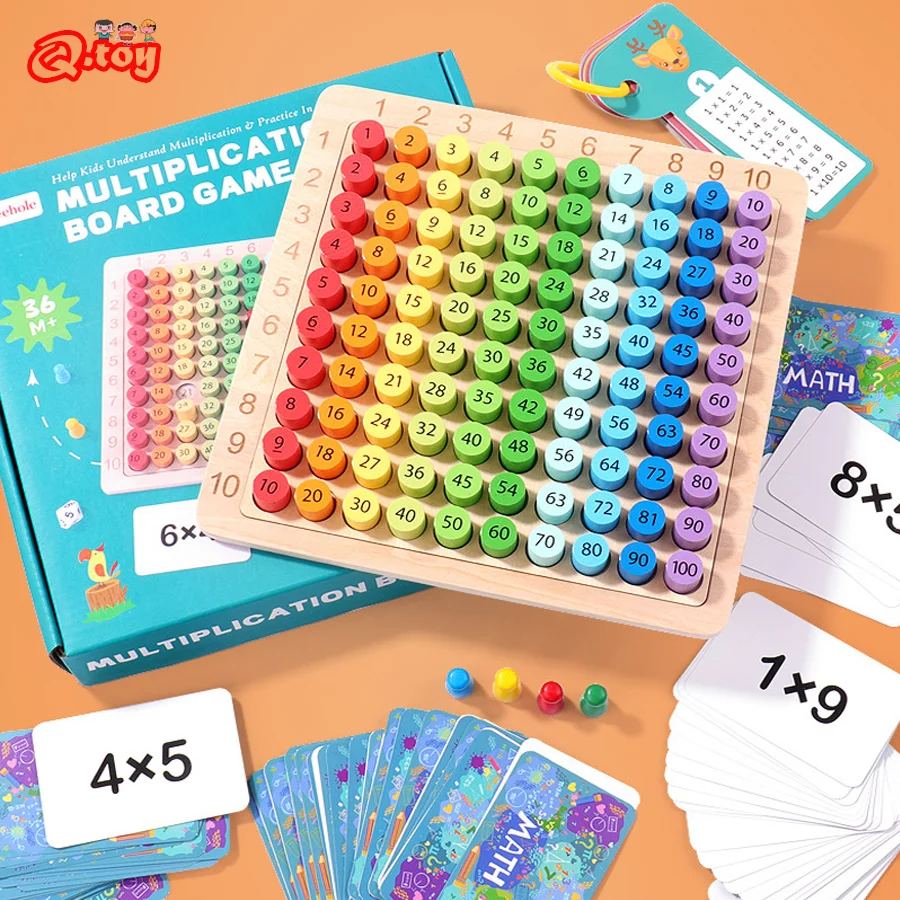 Wooden Montessori Multiplication Table Game for Kids