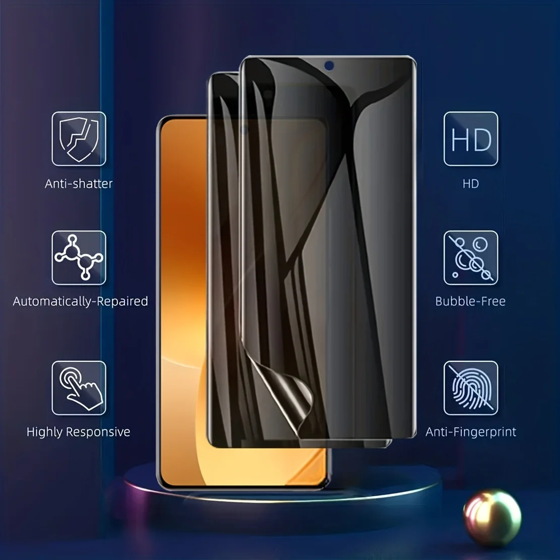 Triple Pack Privacy Hydrogel Screen Protector Film - Enhanced Privacy and Sensor Functionality