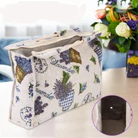 Exquisite Practical Wood Handle Woven Fabric Storage Bag for Knitting Needles Sewing Tools Yarn Organizer Knitting Organizer 2