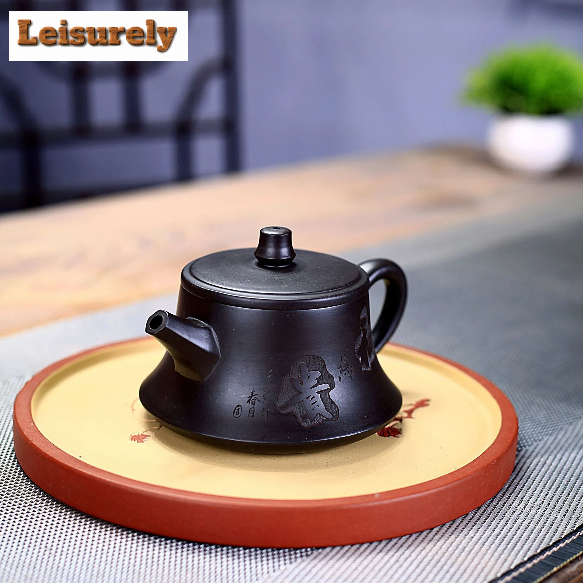 190ml Classic Yixing Purple Clay Teapots Handmade Curve Pot Raw Ore Black Zhu Mud Kettle With Strainer Chinese Zisha Tea Set Cha