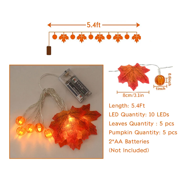 LAMOOER Guirlande Lumineuse En Feuille D'érable, 6M 40 LED Guirlande Lumineuse à Feuilles D'automne Pour Thanksgiving, Halloween, Noël, Décoration Intérieure | Votre Wishlist Sur