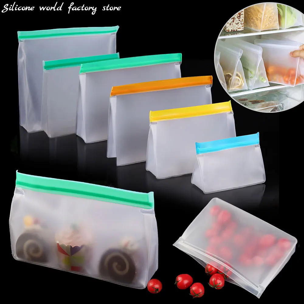 SiliconeworldReusablePEVAFoodBagFreezerStandUpFoodStorageBag