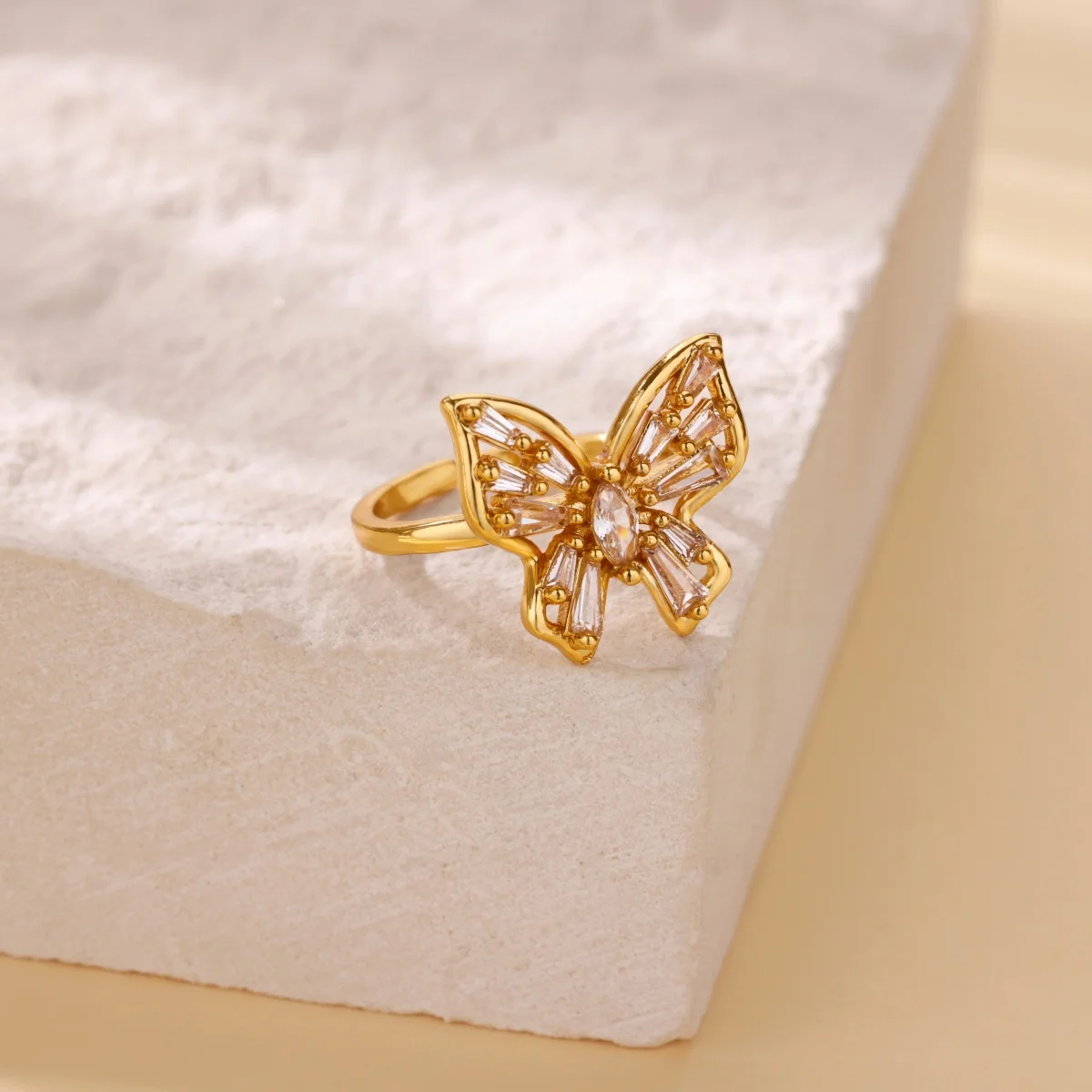 Zircon Butterfly Rings Gold Wedding