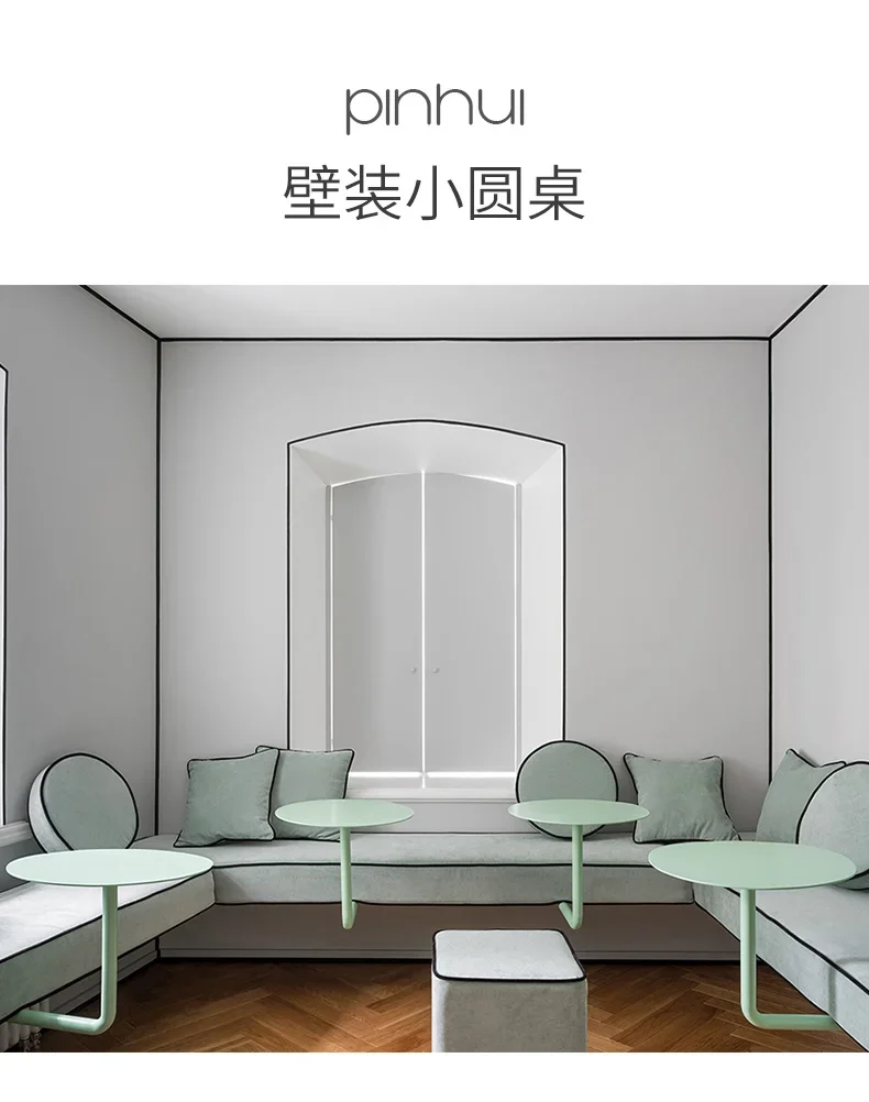 Simple Wrought Iron Cafe Table Wall Mounted Small Round Table, Milk Tea Shop Leisure Area, Creative Hi Tea Stainless Table