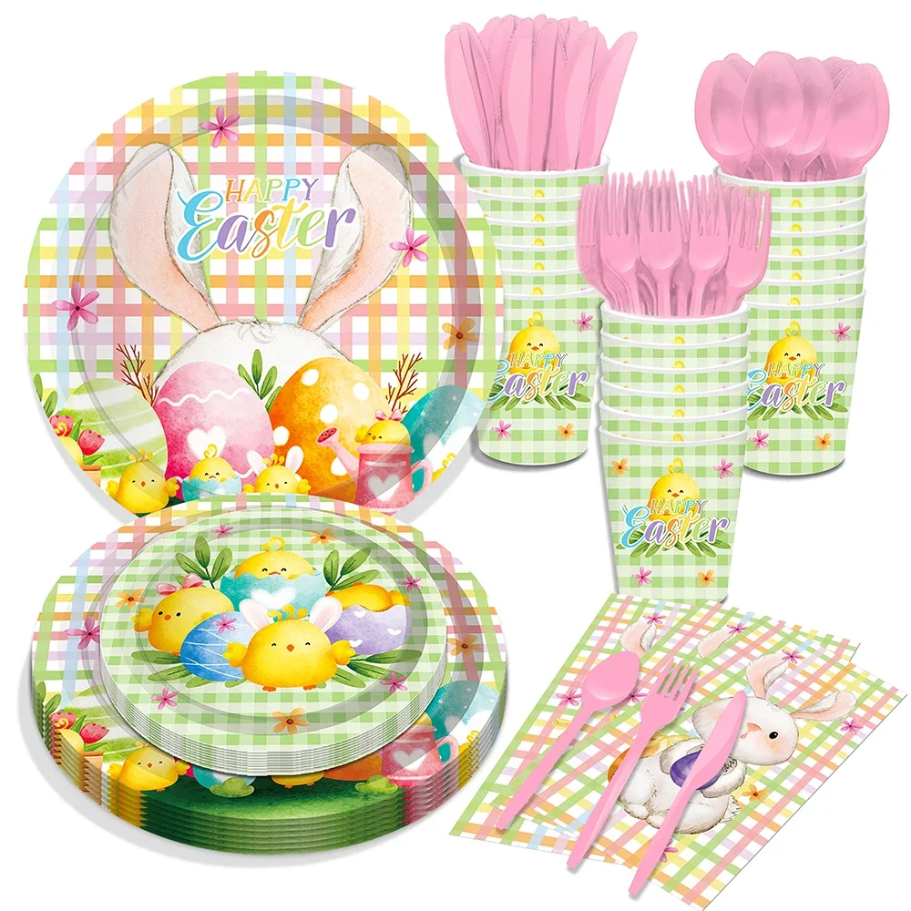 

День Пасхи, мультяшный Пасхальный кролик, Весенняя одноразовая посуда для дня рождения, таблички, салфетки для вечеринки в честь будущей мамы