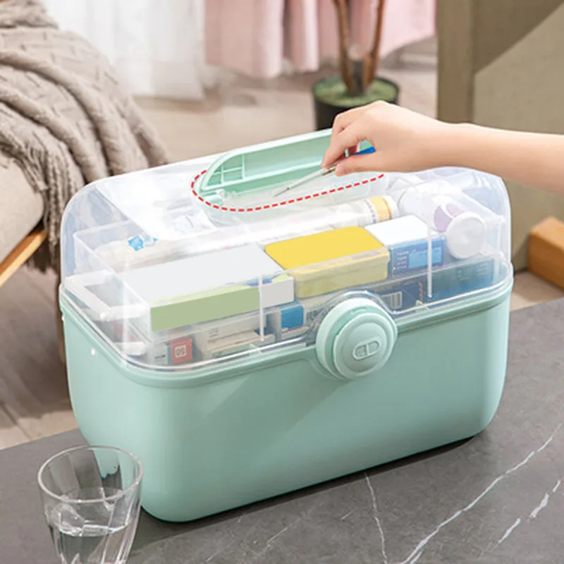 Large Capacity 3 Layer Folding Medicine Bins First Aid Kit Commonly Used Medicine  Storage Box Family Emergency Pill Organizer - AliExpress