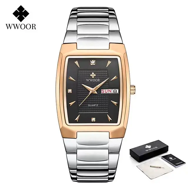 Men's Wristwatch 2022 WWOOR Brand Luxury Quartz Watch Waterproof Business Male Date Clock Casual Fashion Black Relogio Masculino 