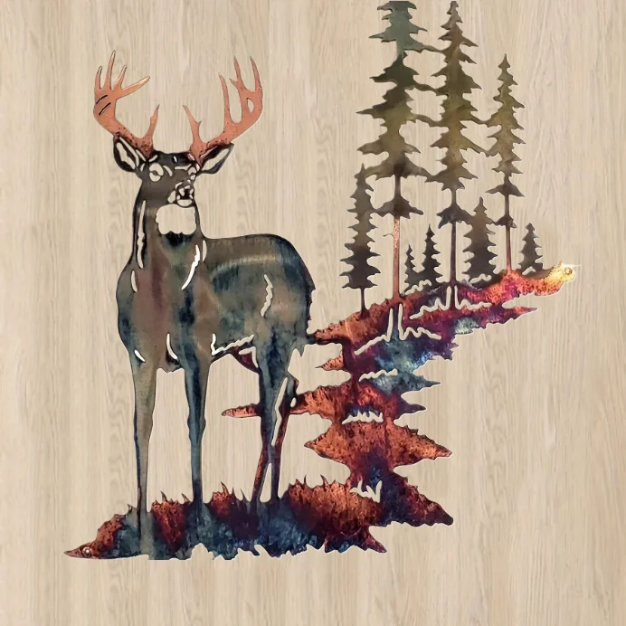 Metal Iron Art White Tail Deer Europa E Stati Uniti Indoor Home Wall Decor Art Craft Decoration Metal Wall Hanging Gift