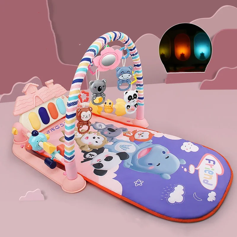 Musical Playmat Baby Play Gym Toys Baby Gym Puzzle Playmat Music Rack Play Mat Flash Piano Keyboard Activity Carpet Early Educational Toys For Infant 0 12 Months
