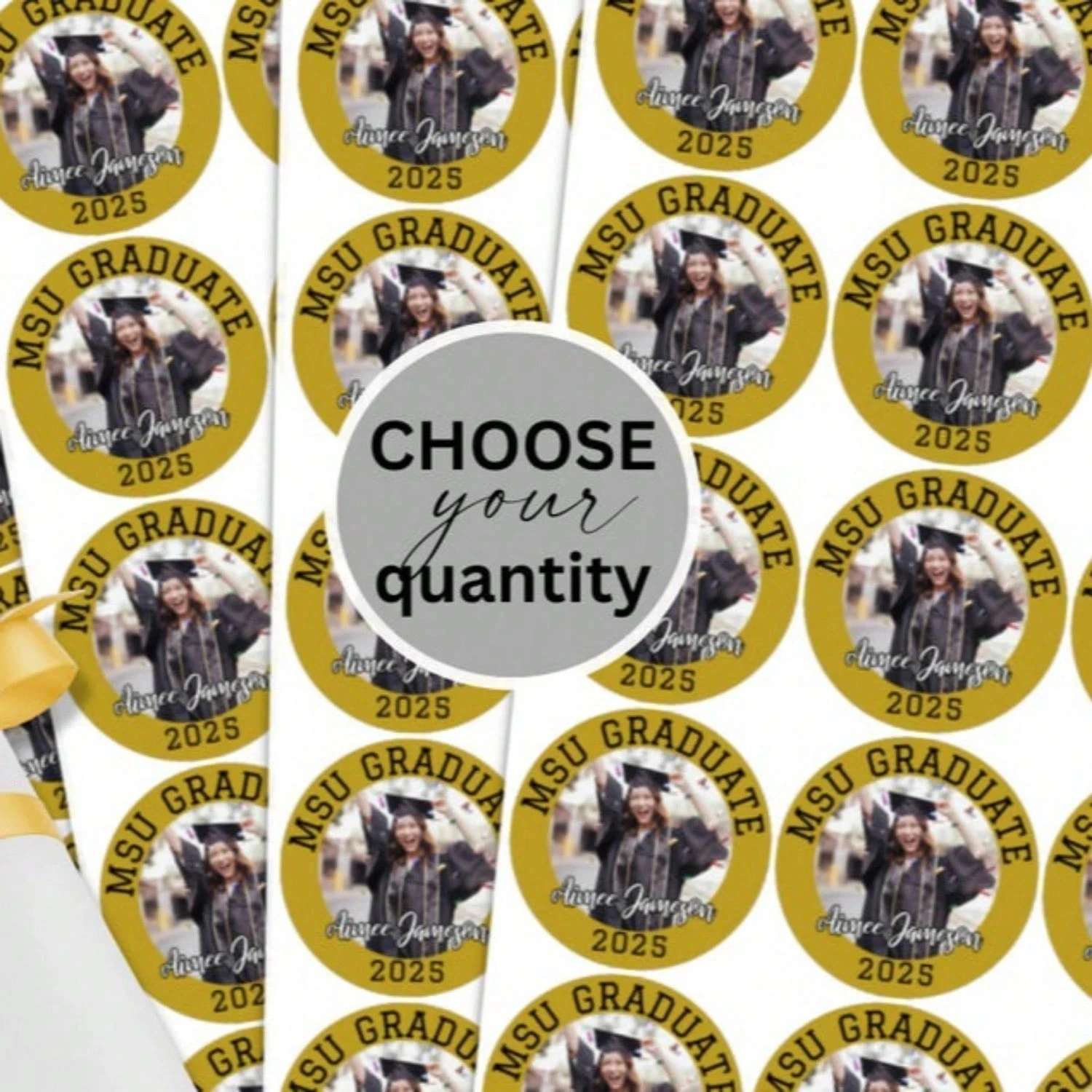 48pcs Custom Graduation Photo Stickers – 4CM Waterproof Vinyl Labels with Personalized ... - SKU SSL900270 - UGI Packaging
