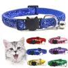 Cat Collar Pet Cat Collar with Bell Cat Face Collar Safety Buckle Cat Collar Glitter Velvet Collar