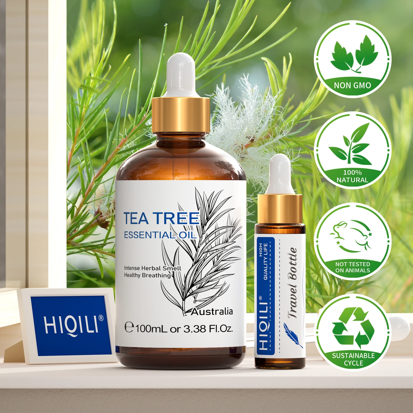 HIQILI Pure Tea Tree Essential Oil - Natural Home Fragrance for Humidifiers and Candles, Various Size Options