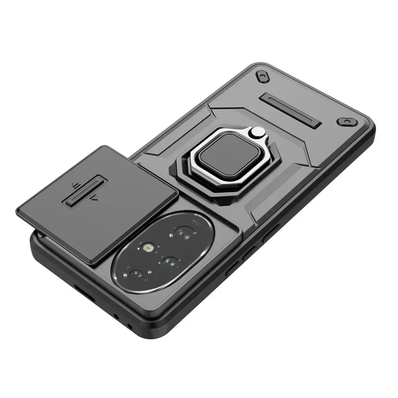 Slide Camera Protect Shockproof Armor Case with Magnetic Ring Holder - Fits Huawei Honor 200 Pro