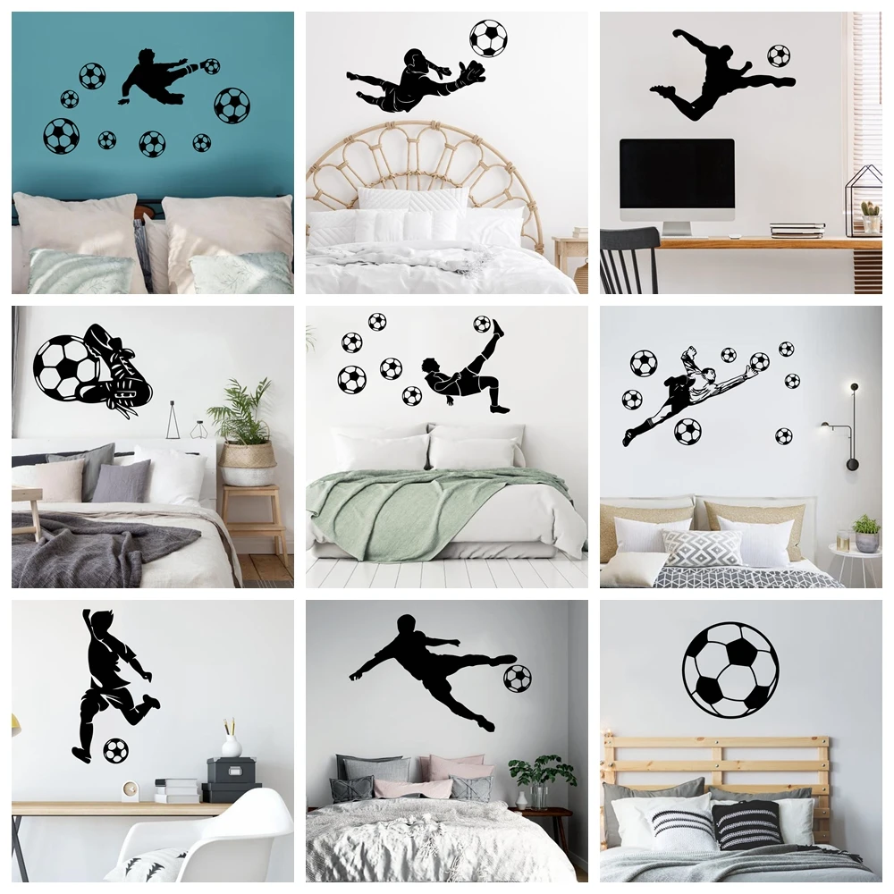 

1 pc hot sale Football Of Soccer Wall Sticker For Kids Room Decor Boys Children Room Decor Vinyl Decal Removable Mural Decals