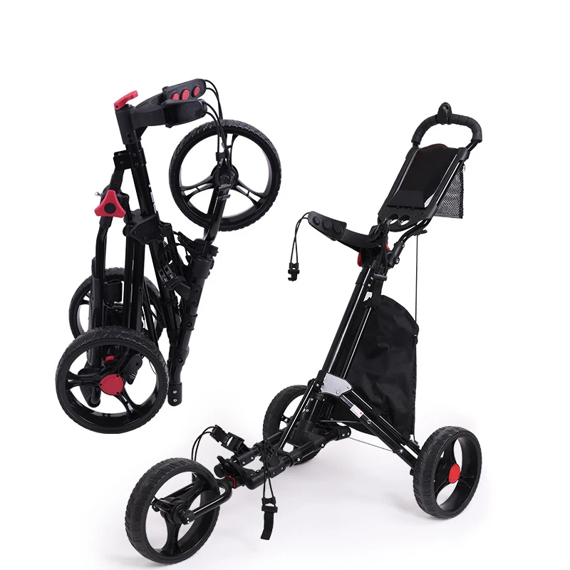 Golf Bag Cart Lightweight Aluminum Frame 3 Wheels Push Pull Golf Cart Trolley