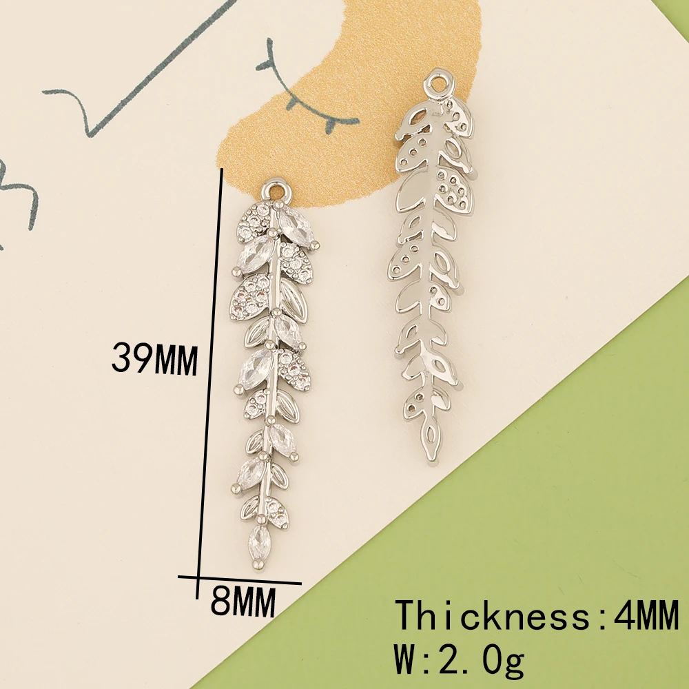 HAOSAW 4Pcs CZ 매력/보석 액세서리/꽃 모양/로듐 펜던트/손으로 만든/보석 결과 및 구성 요소/DIY 만들기