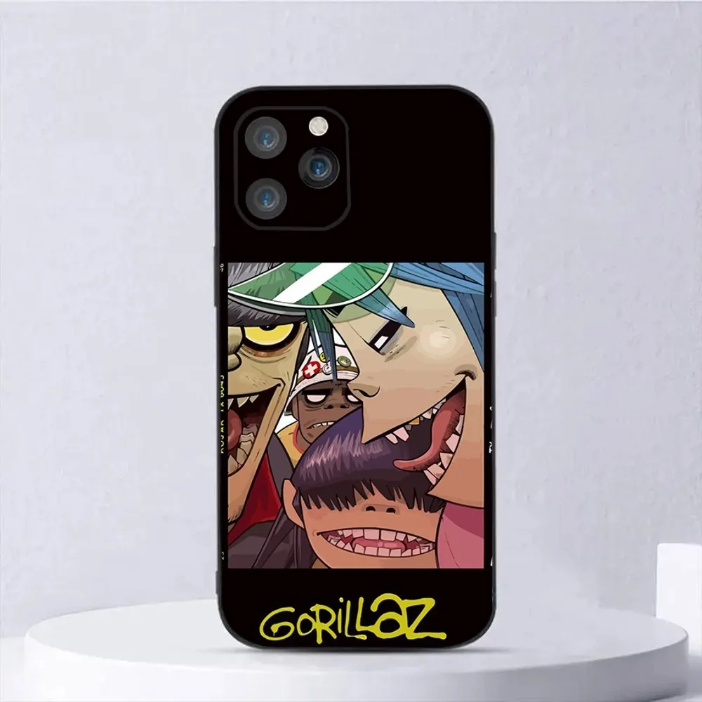 G-Gorillaz Rock Band Cartoon Soft Silicone Phone Case - Black Cover