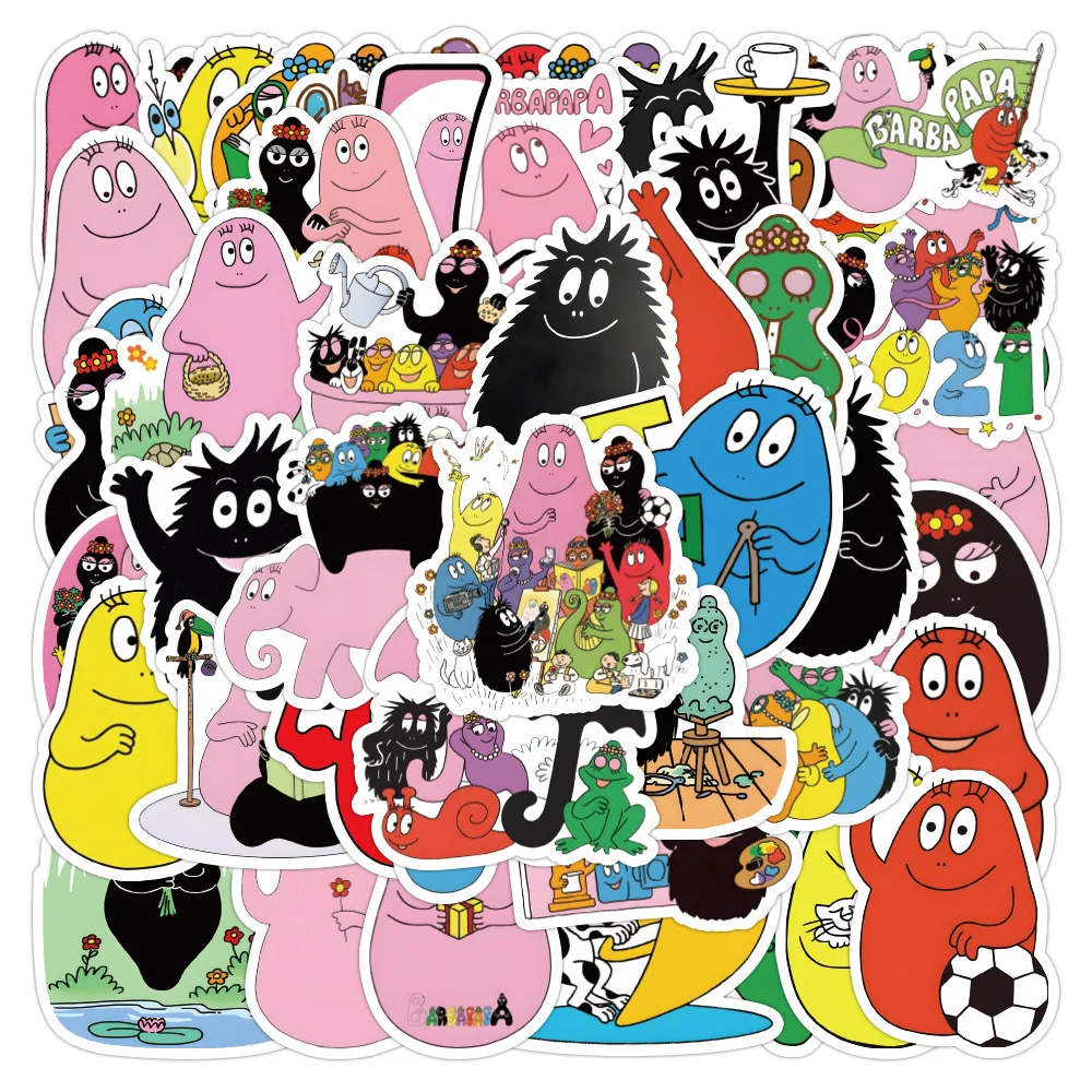 Cartoon Les Barbapapa Sticker DIY Decoration PVC Waterproof Skateboard Notebook Graffiti Toy 10/30/52PCS cartoon stickers graffiti stickers
