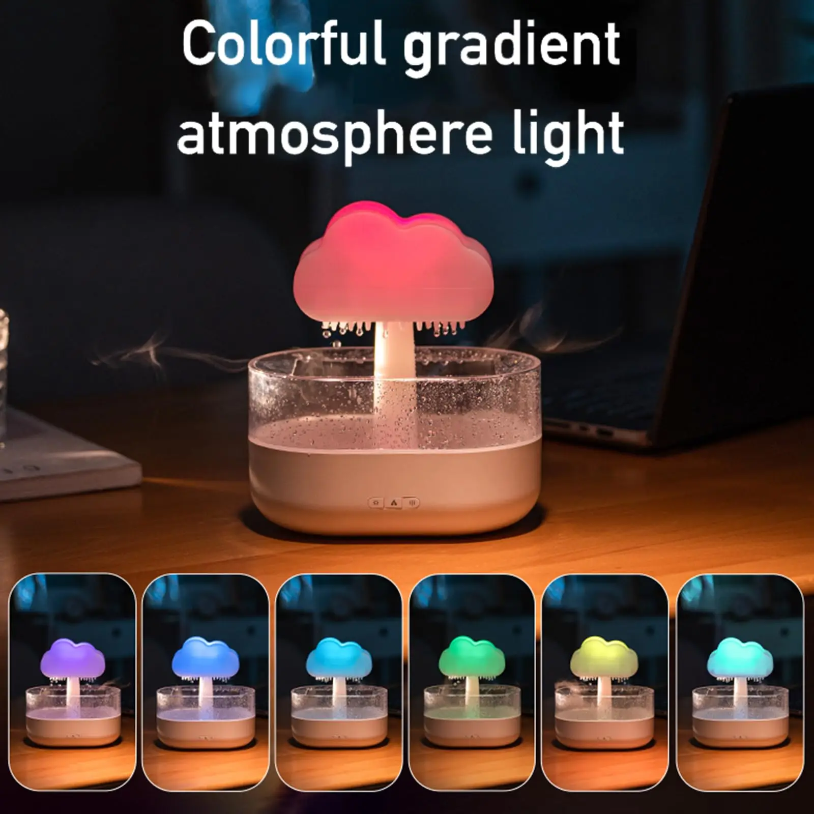 Cloud Rain Humidifier Water Drip 200ml Cloud Aromatherapy Essential Oil Diffuser with Diffuser with 7 Colors LED Light 3