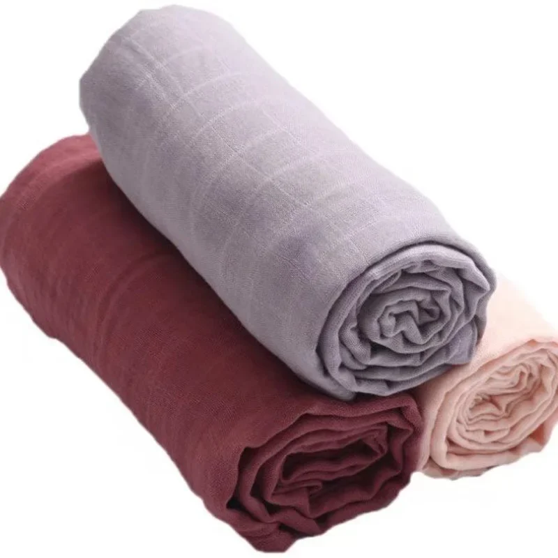 Bamboo Cotton Solid Color Baby Bath Towel Newborn Blanket Baby Double-layer Gauze Blanket Children's Swaddling