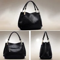 Women's Bag Large Capacity Tote Daily Commute Women's Shoulder Bag Crocodile Print Bright Face Handbag Shopping - Image 2