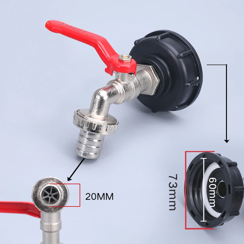 S60*6 IBC Tank Adapter High Quality 1000L IBC Tank Fittings Garden Hose Connector Replacement Valve Fitting 