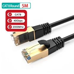 Ultra High-Speed Cat 8 Ethernet Cable - 40Gbps, 2000MHz, 26AWG, Round Design for Optimal Performance (5M Round Cable)