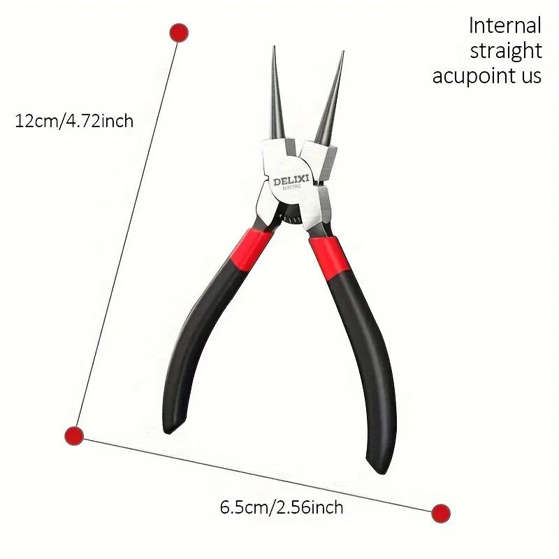 Universal Pliers DELIXI ELECTRIC 5-inch Card Spring Pliers Chrome Vanadium Steel Automatic Rebound Pliers Inner Outer Bending Manual