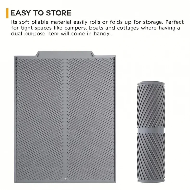 Food Grade Silicone Water Filter Pad Dish Fruit Vegetable Drain Drying Mat Non-slip Tableware Mat Heat-Resistant Kitchen Tool