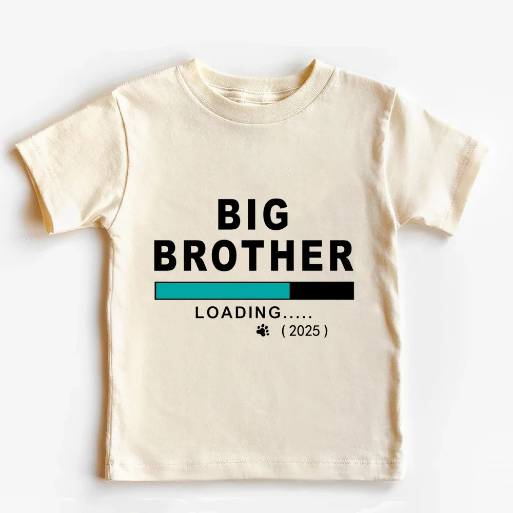 Promoted To Big Brother Est 2025 Print Kids T-shirt Pregnancy Announcement Boys Shirt Child Summer Retro Short Sleeve Outfit Top 3
