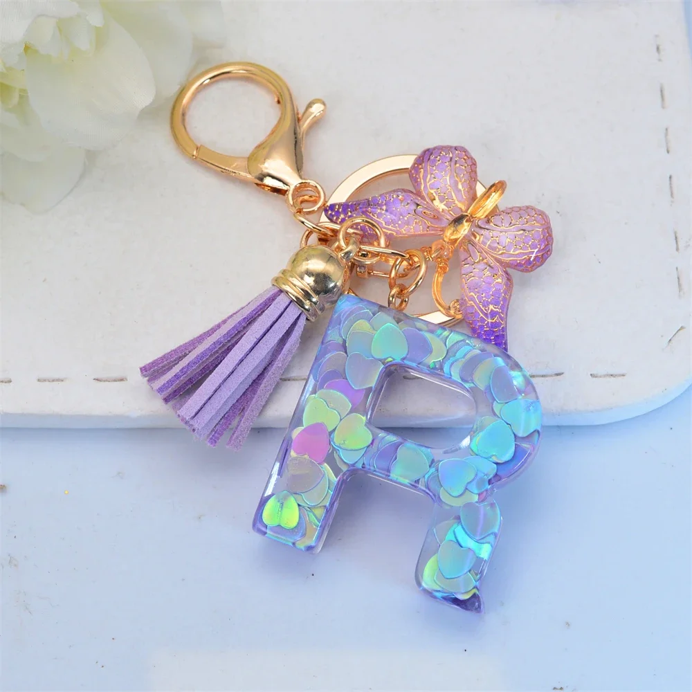 Mulaibdin 2 Pezzi Portachiavi Personalizzato, Portachiavi Lettera Brillantini, Portachiavi con Nome, Regalo Donna Ragazza, Farfalla Portachiavi con Iniziale per Borsa,Macchina,Moto,Auto (A