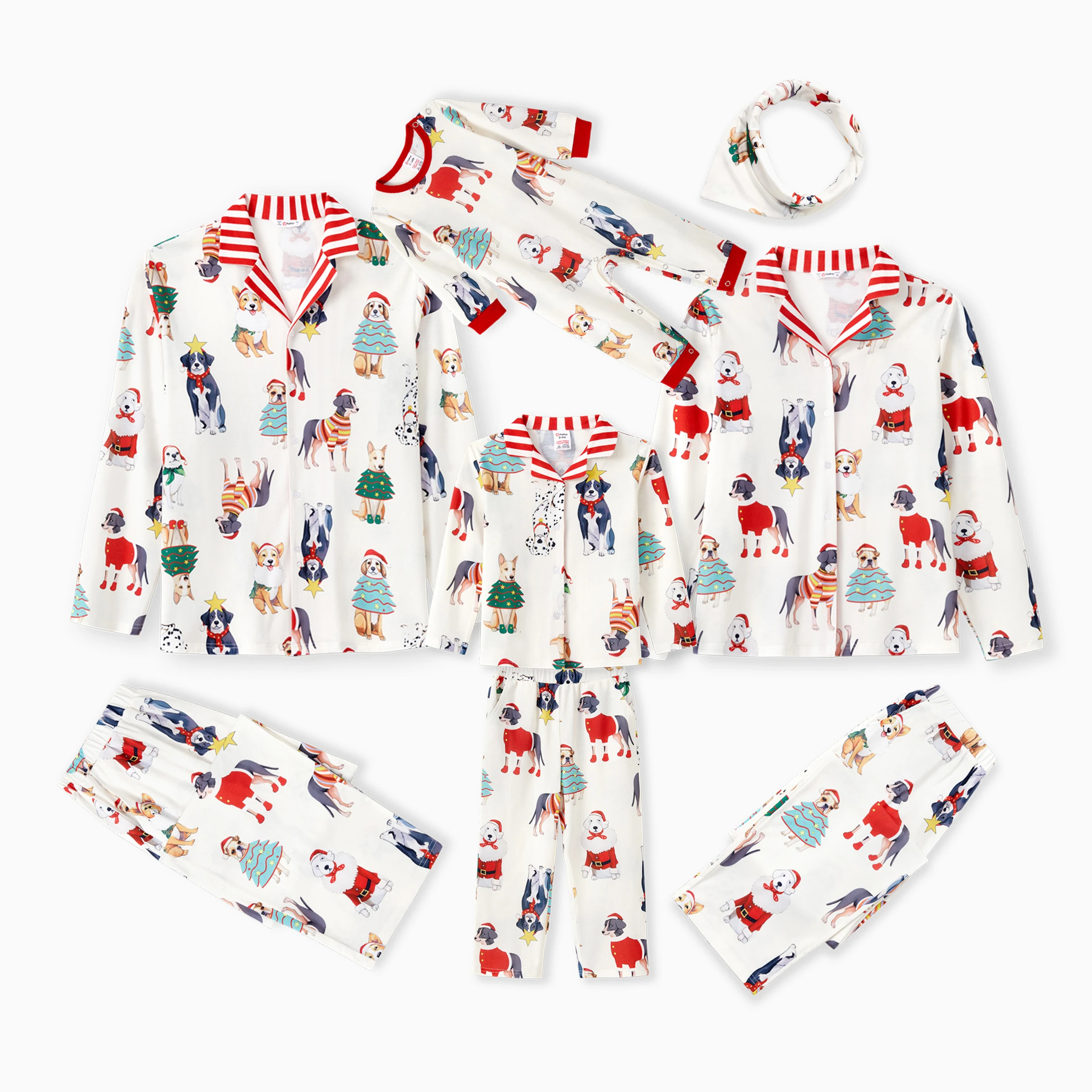 thumbnail image 2 of Conjuntos navideños PatPat Pijamas familiares a juego Lindos perros navideños con collar Vacaciones, 2 of 5