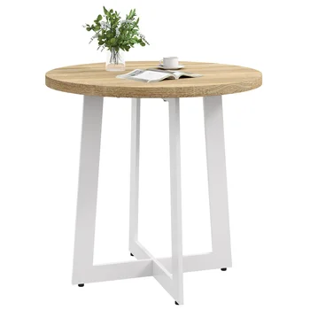 HOMCOM tavolo da pranzo rotondo per 4 persone tavola di legno diametro 80x75 cm rovere 1