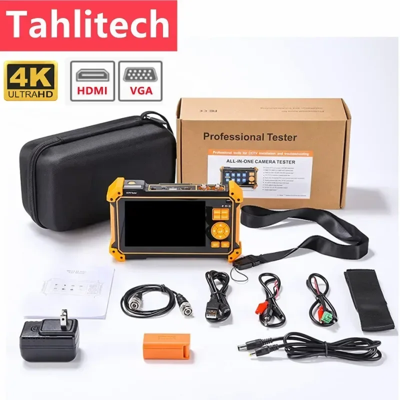 

Tahlitech 5Inch 8mp AHD CVI TVI SDI Video Surveillance Camera Monitor 4K Cftv Tester with HDMI VGA Input Cable Tracker CCTV Test