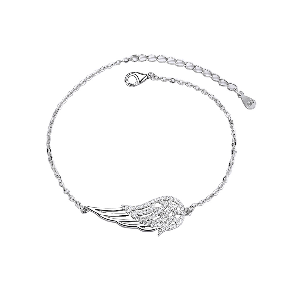 SPC18 Angel Wing Charm Bracelet for Women Girl Stainless Steel Gold Color Double Layer Beads Chain Bracelets Trendy Jewelry