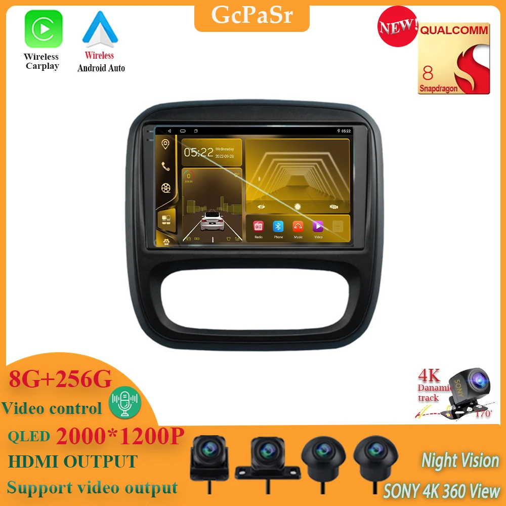 

Автомобильная стереомагнитола Qualcomm snapdragon, мультимедийный видеоплеер с IPS экраном, GPS, для Renault Trafic 2015-2019