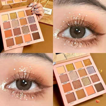 Golden Sunshine 16-Color Eyeshadow Blush & Highlighter Set - Pure Innocent Earth Tone Makeup Palette for Natural Look