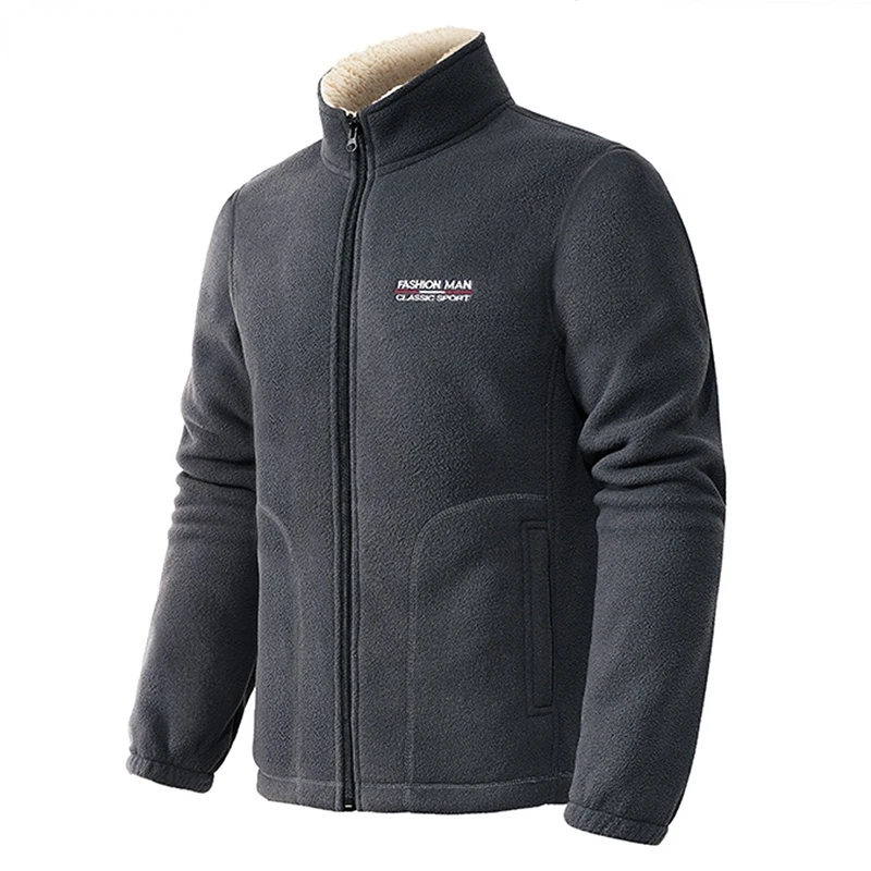 Spring Autumn Casual Fleece Jacket Men New Fashion Slim Fit Stand