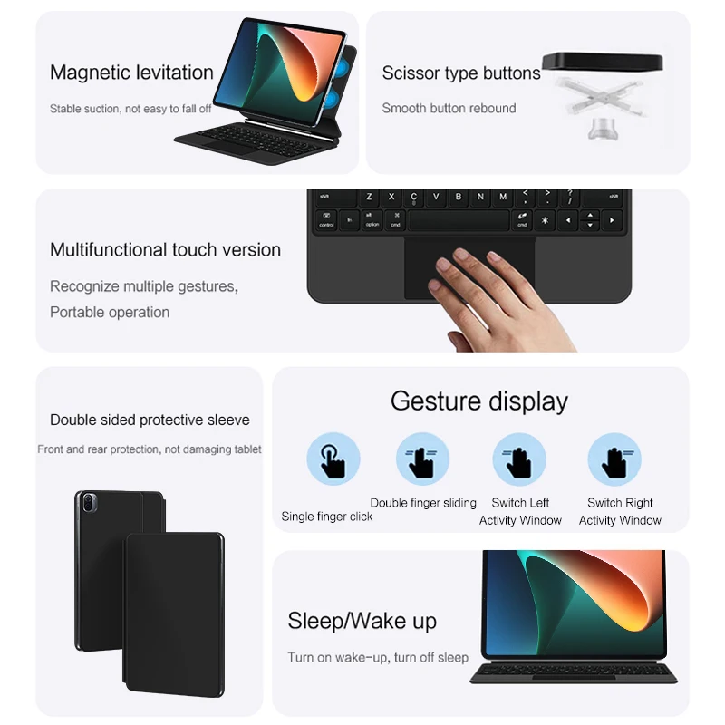 Teclado Mágico Retroiluminado para Xiaomi mi Pad 11 mi Pad Pro Tablet Smart Cover Design Flutuante Trackpad Capa de Teclado 2023 - Imagem 5