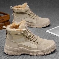 Winter Boots for Men New Waterproof PU Leather Warm Snow Ankle Boots Outdoor Warm Plush Non-slip Work High-top Casual Shoes