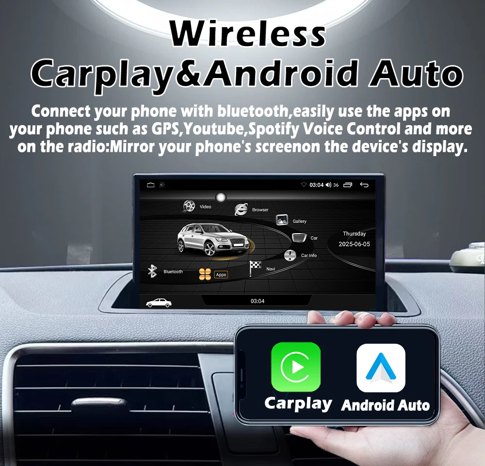 Pantalla HD de 8 "Android 15 para Audi Q3 8U Sport 2011-2018 Radio de coche vídeo estéreo navegación GPS inalámbrica CarPlay 4G Lte 2