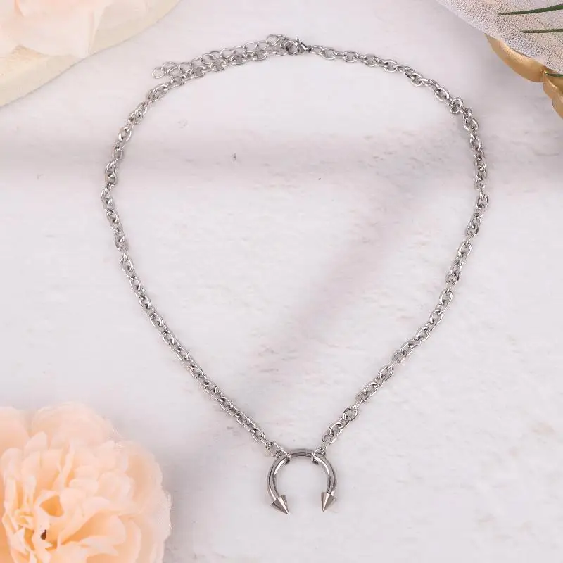 1PCS Titanium steel  Retro Hip-hop Style Titanium Steel Necklace Party Punk Rivet Pendant Unisex Choker Gothic Y2K Jewelry