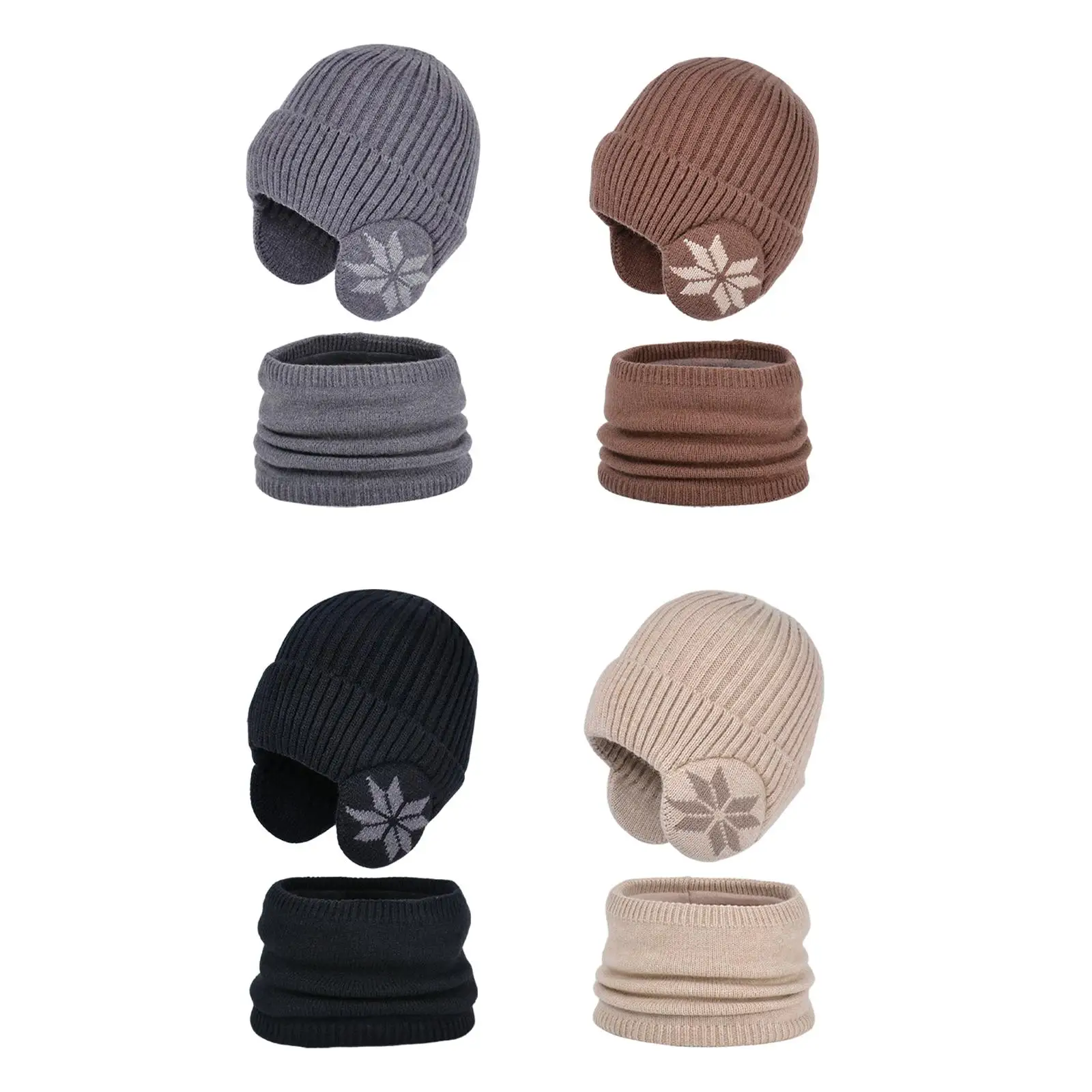 

Kids Winter Beanie Scarf Set Neck Warmer Warm Windproof Lightweight Hat Knitted Beanie for Outdoor Skiing Riding Cold Weather