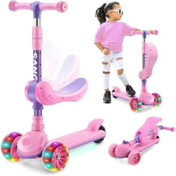 Monopattini 2 in 1 Monopattino a 3 ruote per bambini per ragazzi e ragazze Altezza e sedile regolabili Ponte antiscivolo Seduta o in piedi con freno
