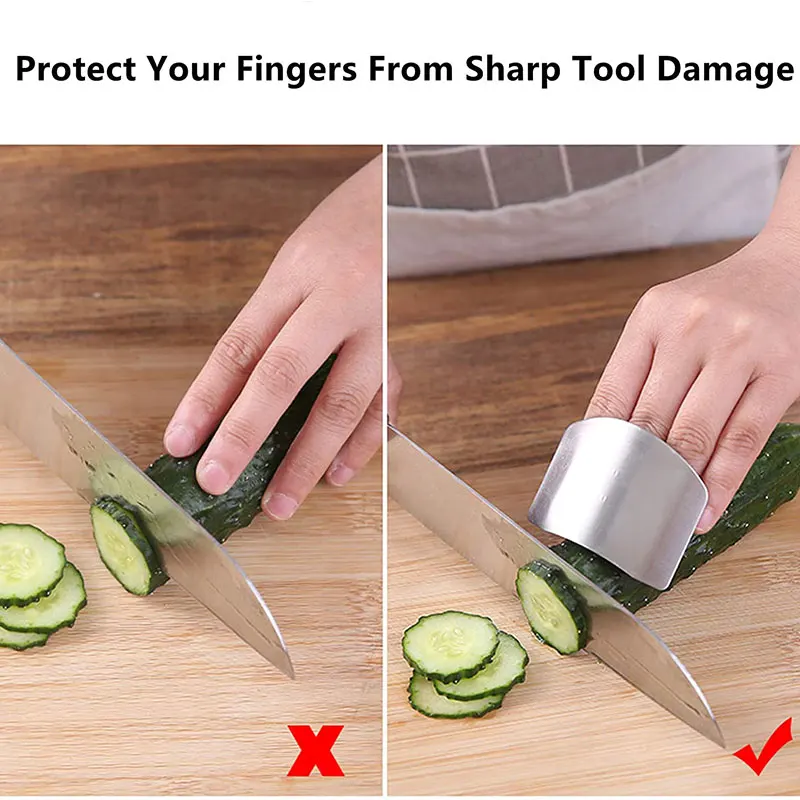Stainless Steel Finger Anti-cut Finger Guard Protector Gadgets for Hand Safe Easy Cutting Cooking Tools Kitchen Accessories 1Pcs