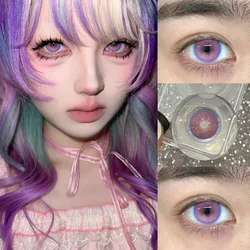 Visuashow Demonic Eye Colored Contacts for Halloween Cosplay Makeup - Half - Year Use (Angel Pink)