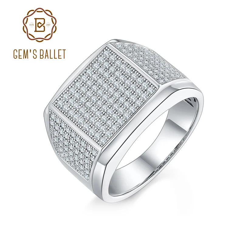 GEM-S-BALLET-925-Sterling-Silver-Chunky-Men-s-Pinky-Ring-Moissanite ...